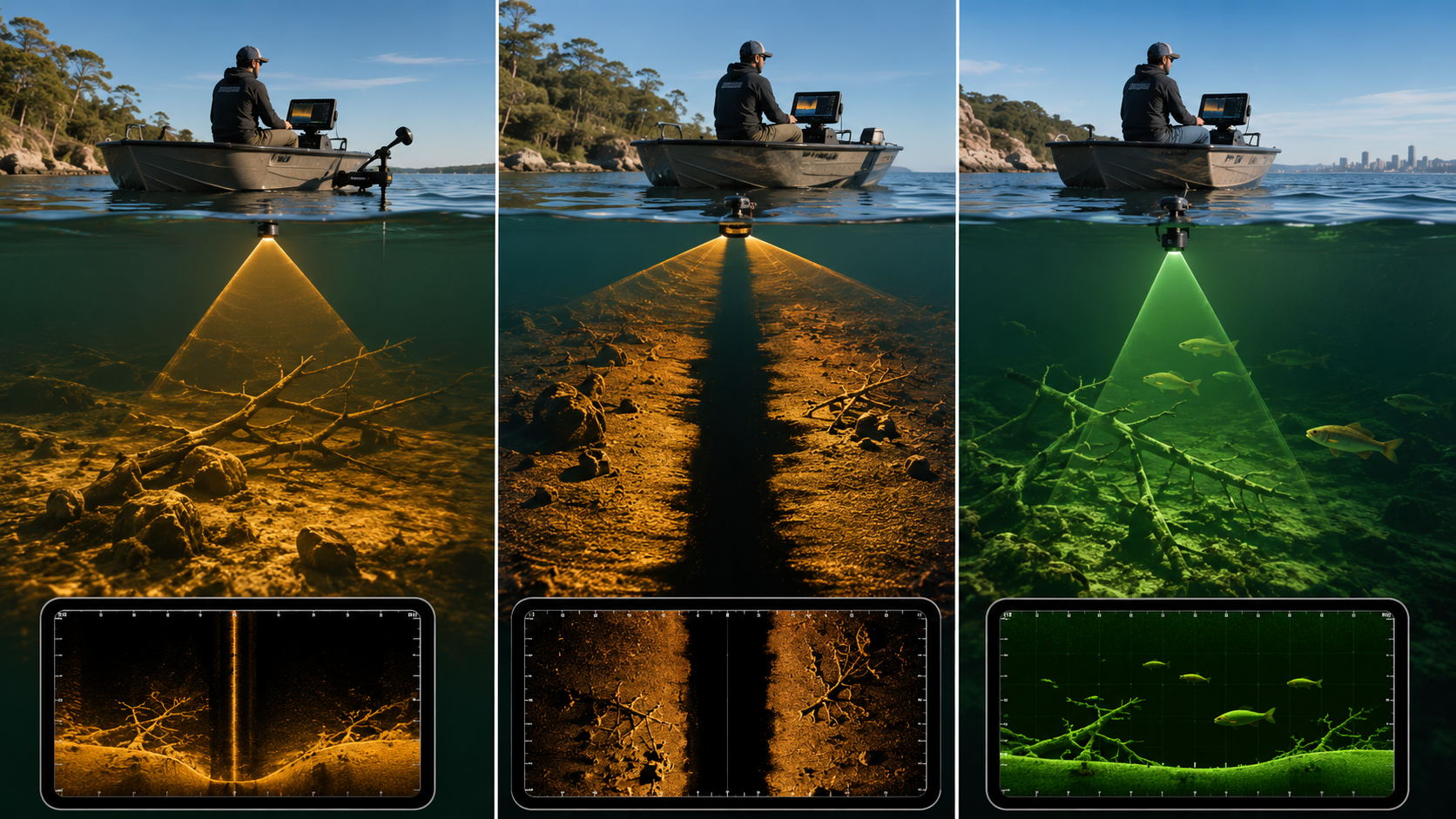 Down Imaging vs Side Imaging vs Live Sonar: What Each Shows You Down Imaging vs Side Imaging vs Live Sonar: What Each Shows You