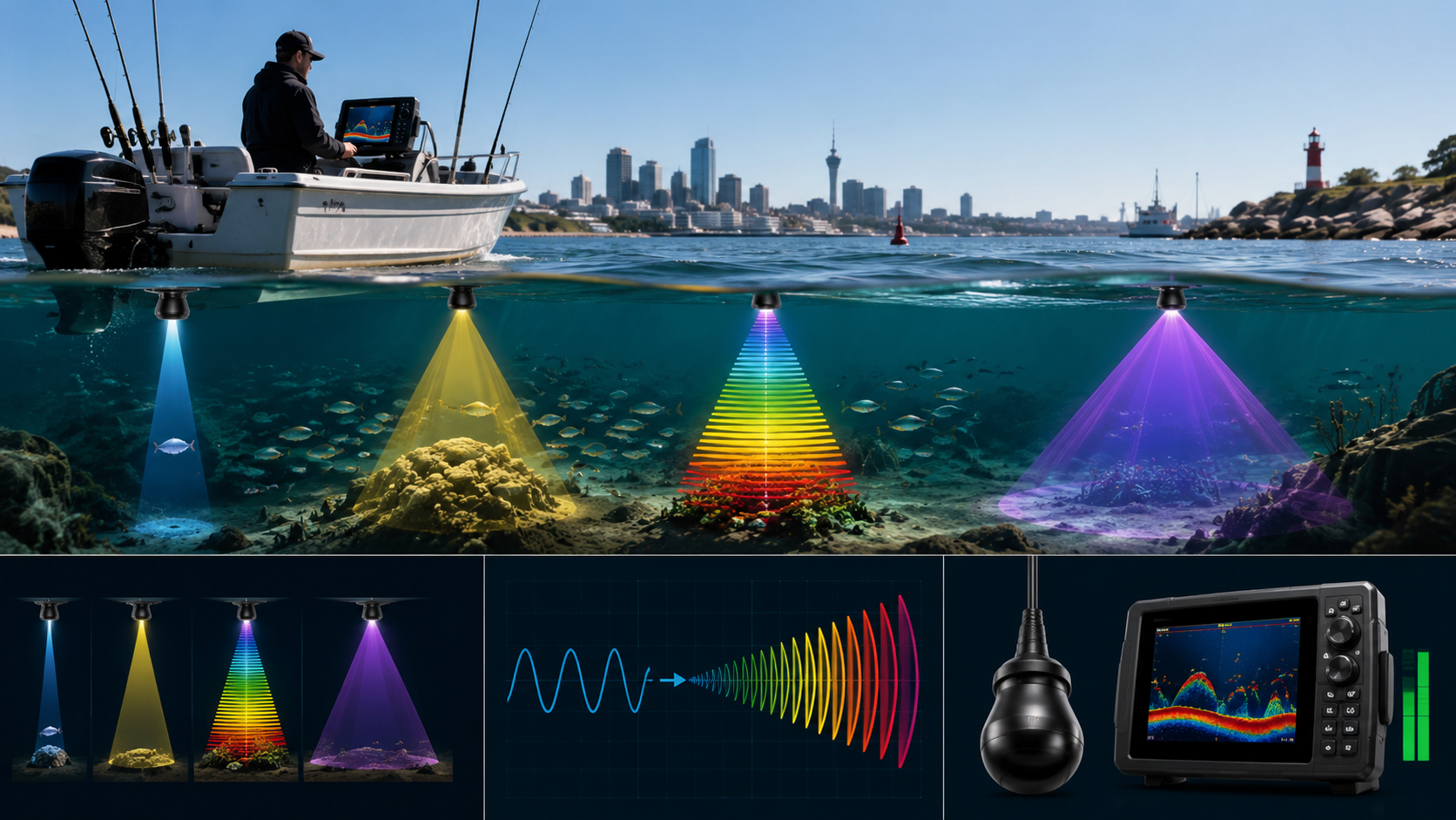 Fish Finder Basics: Frequency, Cone Angle, CHIRP and Power Explained Fish Finder Basics: Frequency, Cone Angle, CHIRP and Power Explained