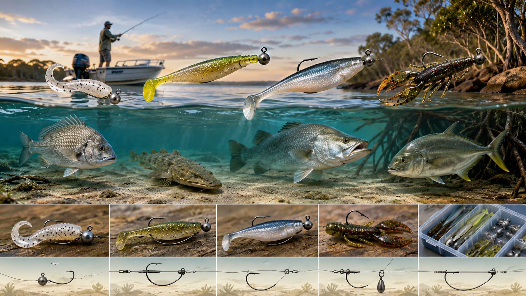 Soft Plastic Shapes Explained: Grubs, Paddle Tails, Jerkshads and Creatures Soft Plastic Shapes Explained: Grubs, Paddle Tails, Jerkshads and Creatures